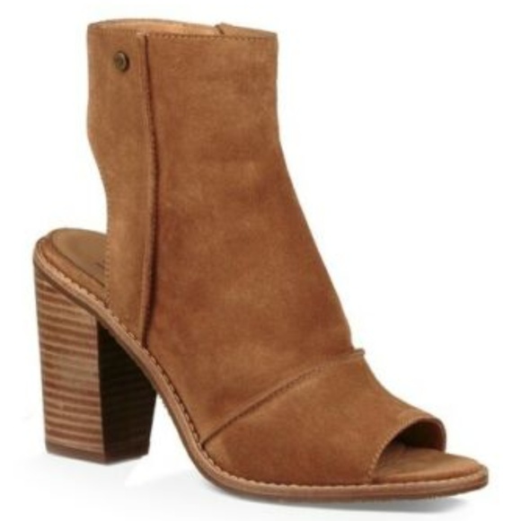 UGG Shoes - Ugg Chestnut Suede VALENCIA Heel Bootie Ankle Peep